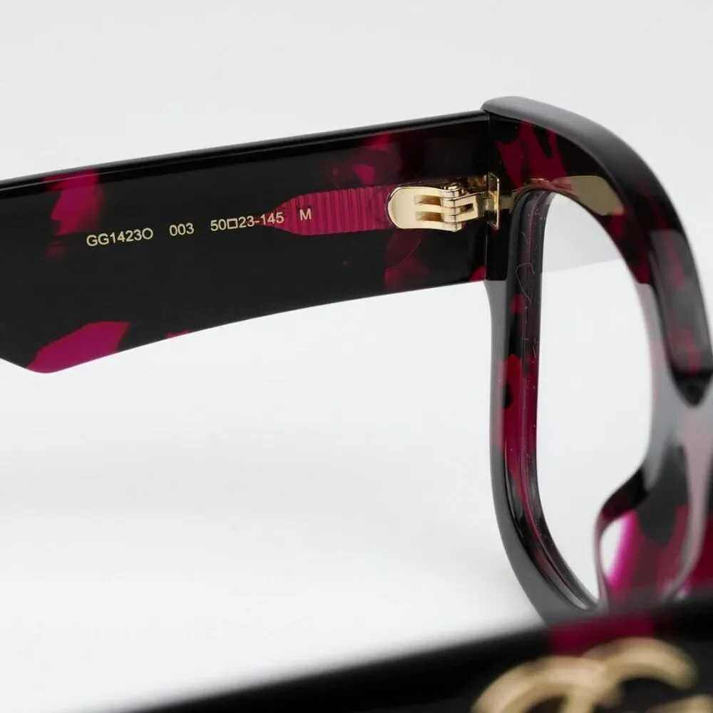 NEW Gucci GG1423O 003 Fuchsia Havana Women Square Eyeglasses GG 1423O